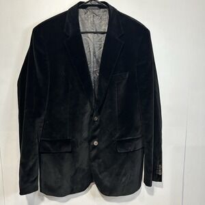 Hugo Boss Mens Black Velvet Two Button Jacket Blazer Size 46 R